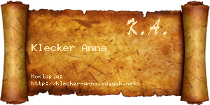 Klecker Anna névjegykártya