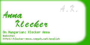 anna klecker business card